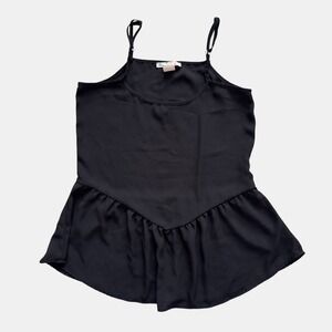 Love Squared 90s Black Peplum Camisole Tank Top XS Sz 0 Y2K Vintage Balletcore